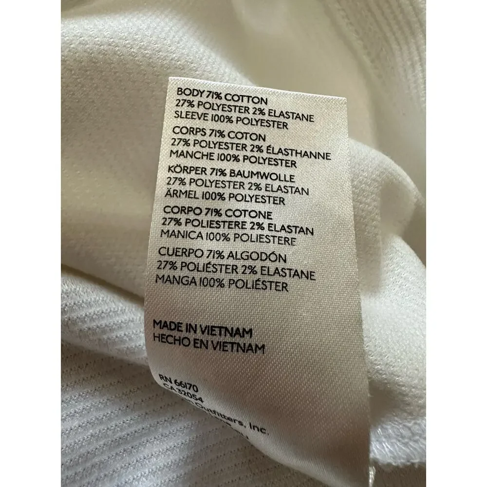 Maeve Anthropologie Top Women XL White Satin Sleeve Blouse Romantic Ribbed
